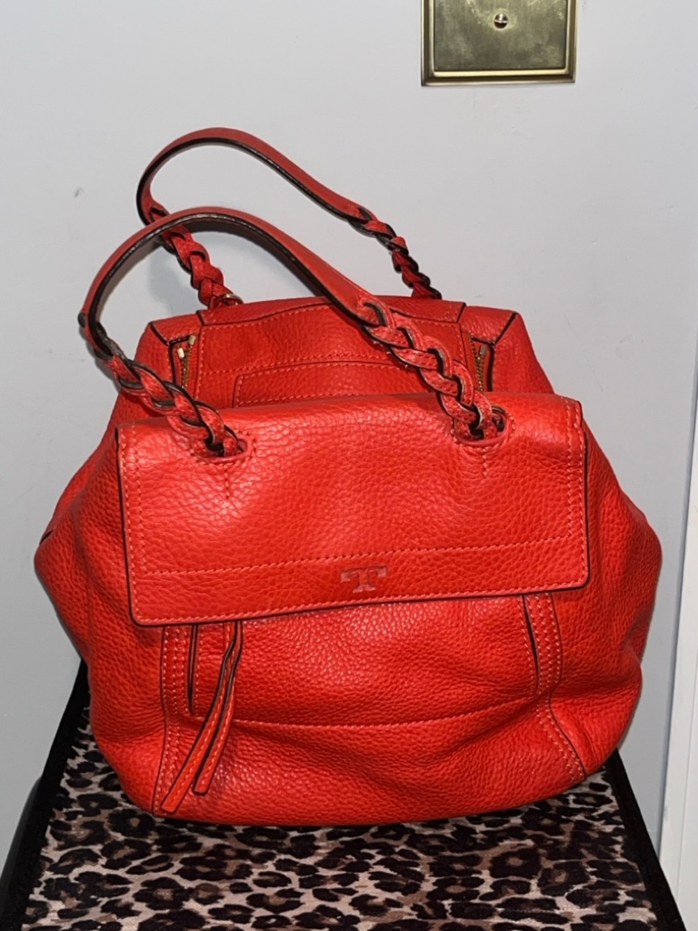 Tory Burch orange pebbled leather bag